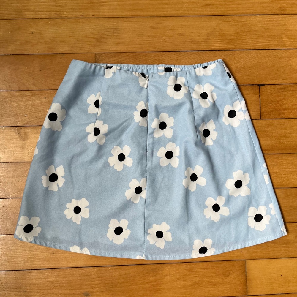 Princess Polly Light Blue Floral Daisy Mini Skirt Size 0 A-Line Retro Y2K